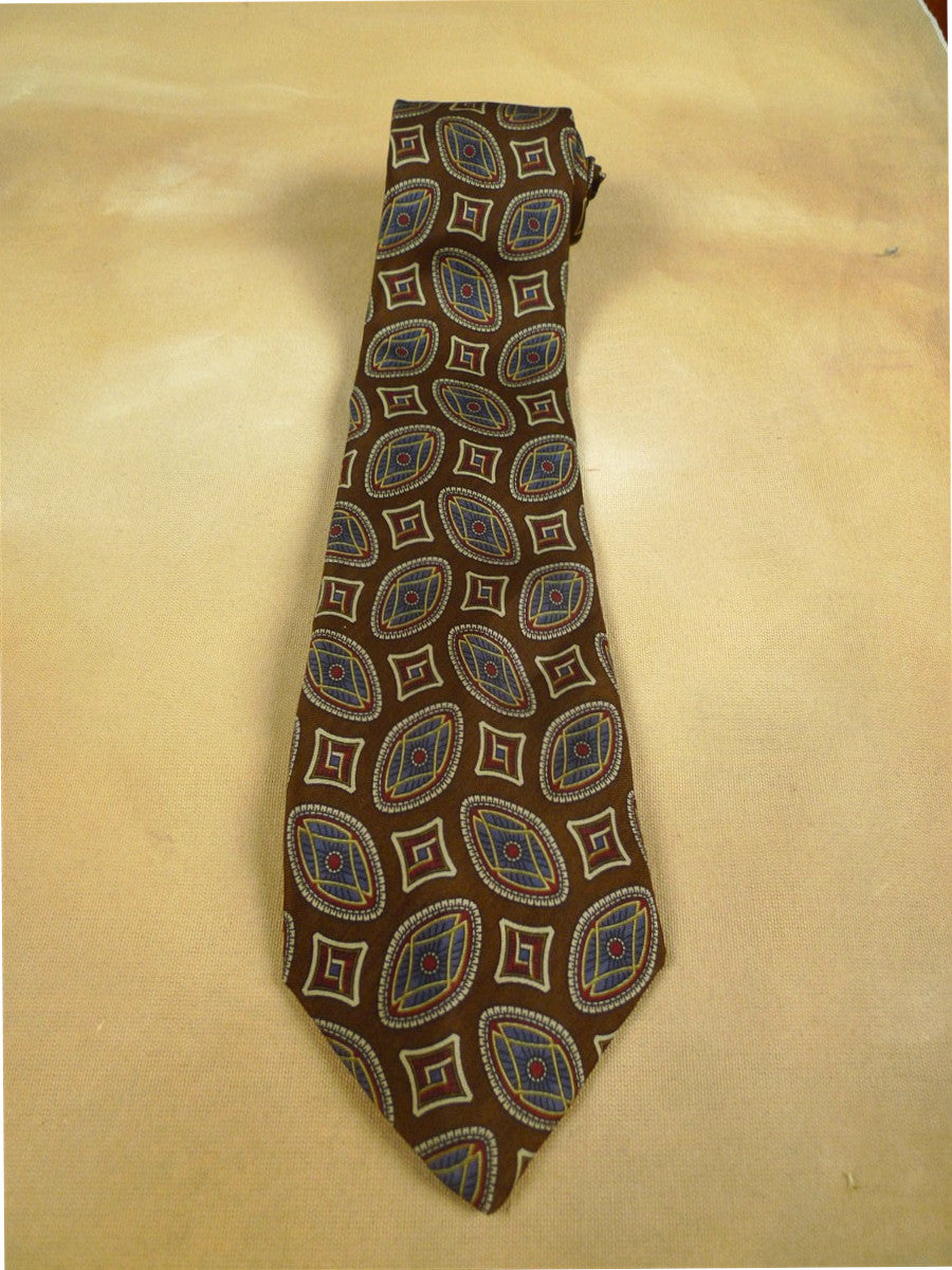 26/0923 immaculate vintage san giorgio brown / blue & red pattern italian handmade silk tie