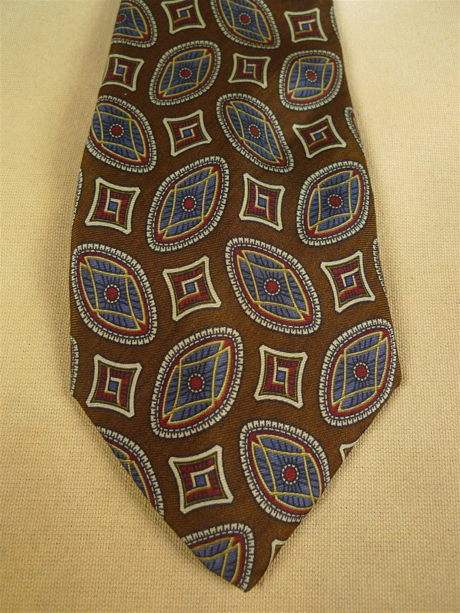 26/0923 immaculate vintage san giorgio brown / blue & red pattern italian handmade silk tie