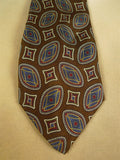 26/0923 immaculate vintage san giorgio brown / blue & red pattern italian handmade silk tie