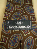 26/0923 immaculate vintage san giorgio brown / blue & red pattern italian handmade silk tie