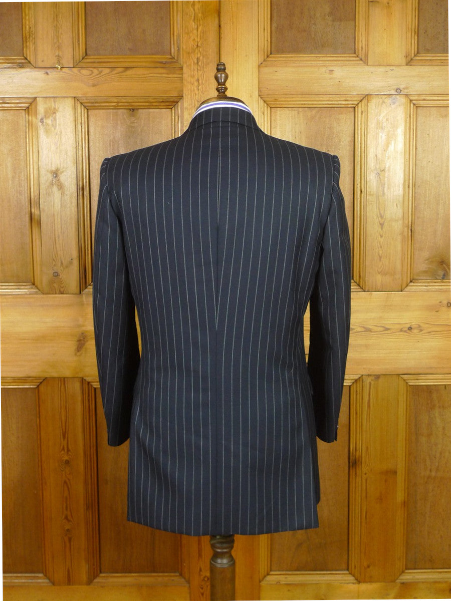 26/0935 vintage gieves & hawkes savile row navy blue rope-stripe wool suit 43 regular to long