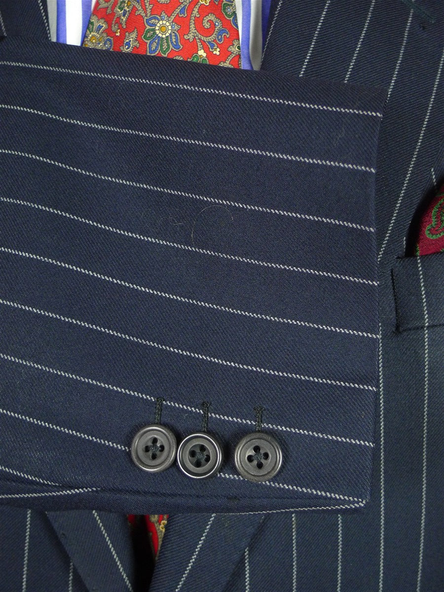 26/0935 vintage gieves & hawkes savile row navy blue rope-stripe wool suit 43 regular to long