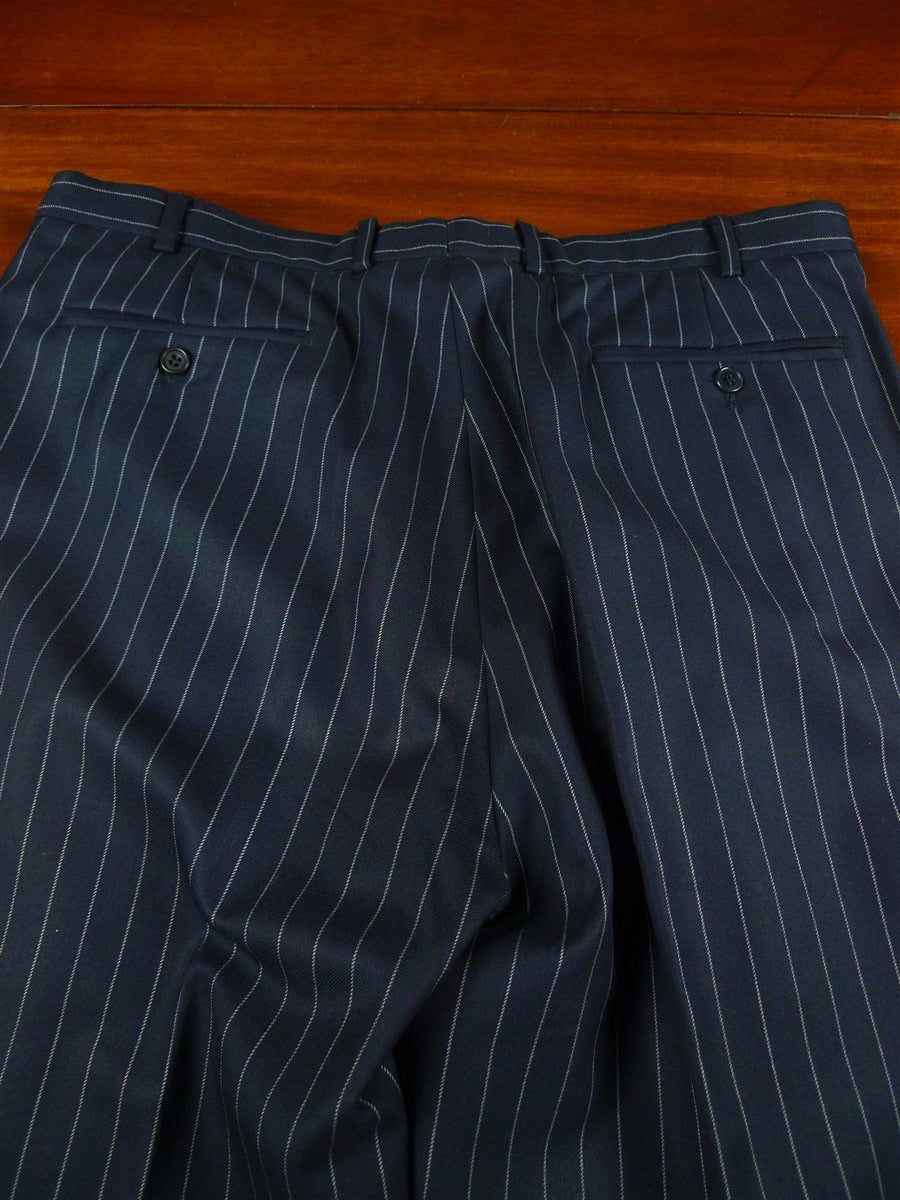 26/0935 vintage gieves & hawkes savile row navy blue rope-stripe wool suit 43 regular to long