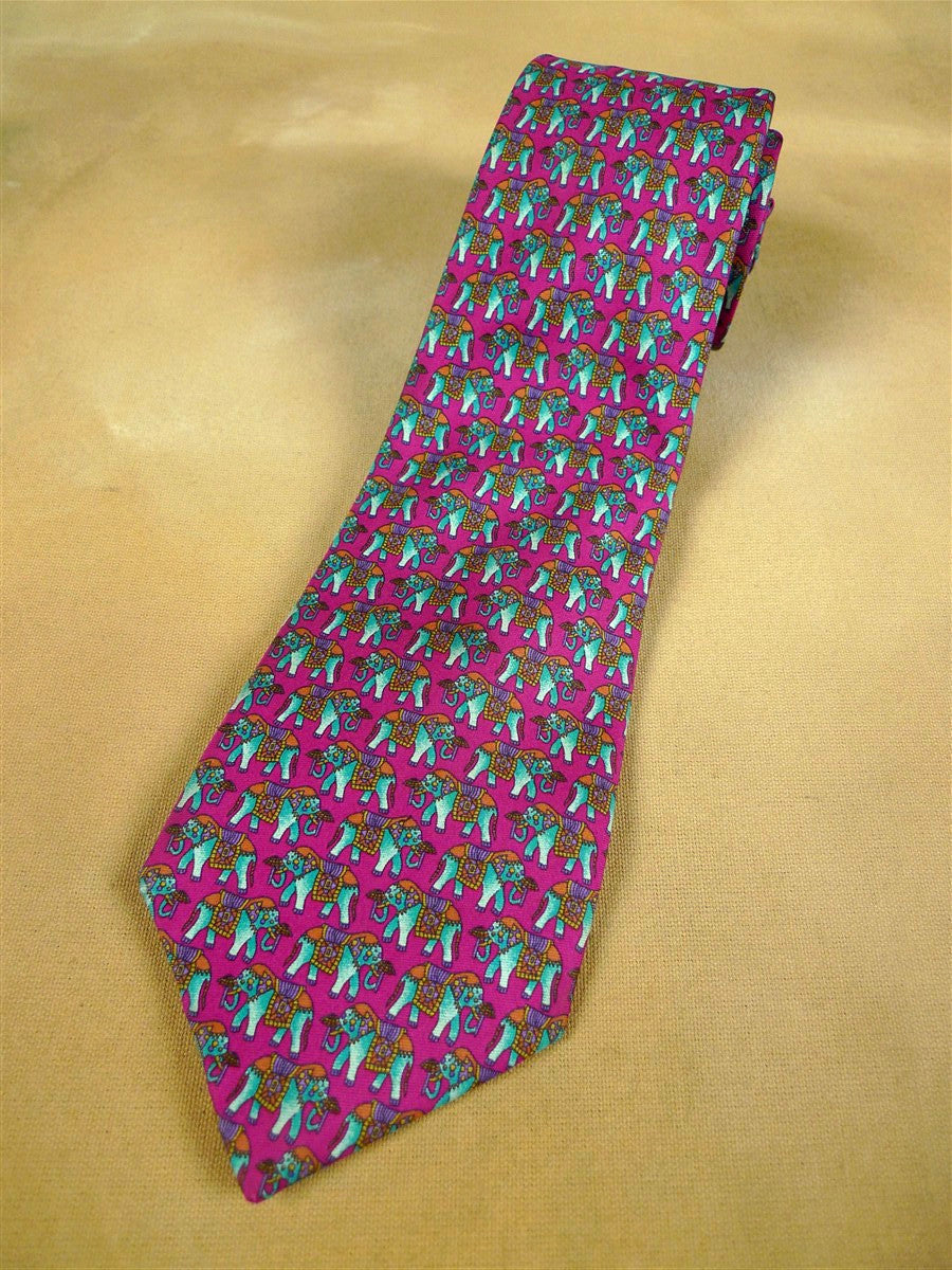 26/0954 vintage thomas pink london elephant pattern silk tie