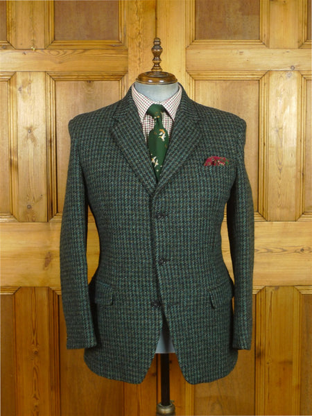 26/0961 wonderful genuine vintage extra-heavyweight dark green houndstooth check harris tweed sports jacket 41 short to regular