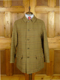 26/0959 exceptional immaculate vintage invertere heavyweight wp check heavyweight twill field coat w/ ghillie collar & back strap 44 regular