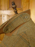 26/0959 exceptional immaculate vintage invertere heavyweight wp check heavyweight twill field coat w/ ghillie collar & back strap 44 regular