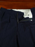 26/0956 vintage 2002 henry poole savile row bespoke navy blue pin-stripe d/b worsted & mohair suit 45 short to regular