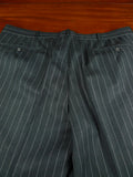 26/0957 vintage 2000 henry poole savile row bespoke grey rope-stripe d/b worsted suit 45 regular