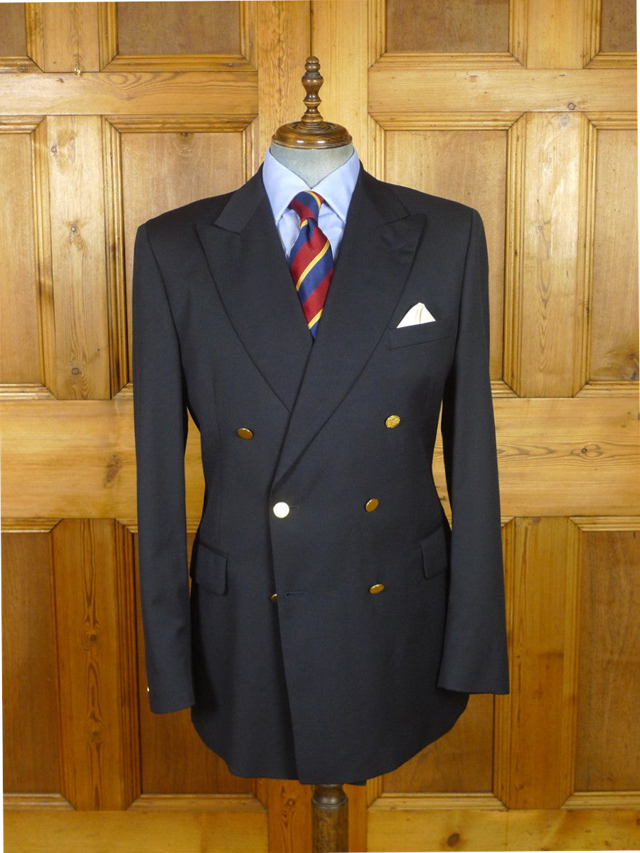 26/0963 near immaculate vintage harrods london canvassed navy blue d/b blazer 46 long