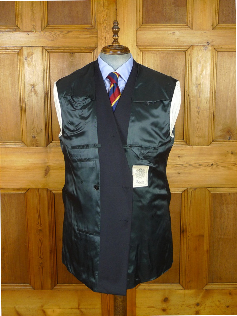 26/0963 near immaculate vintage harrods london canvassed navy blue d/b blazer 46 long