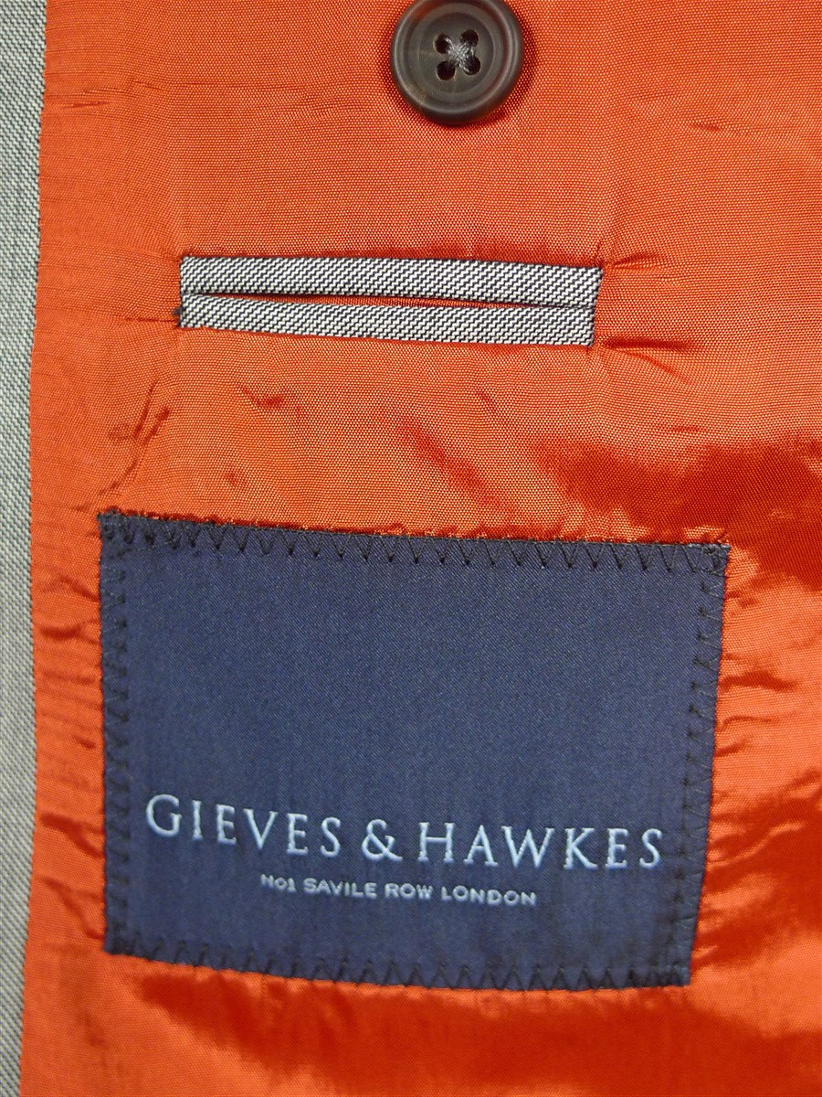 26/0969 immaculate gieves & hawkes savile row mtm grey canvassed wool suit w/ carrier 37-38 regular