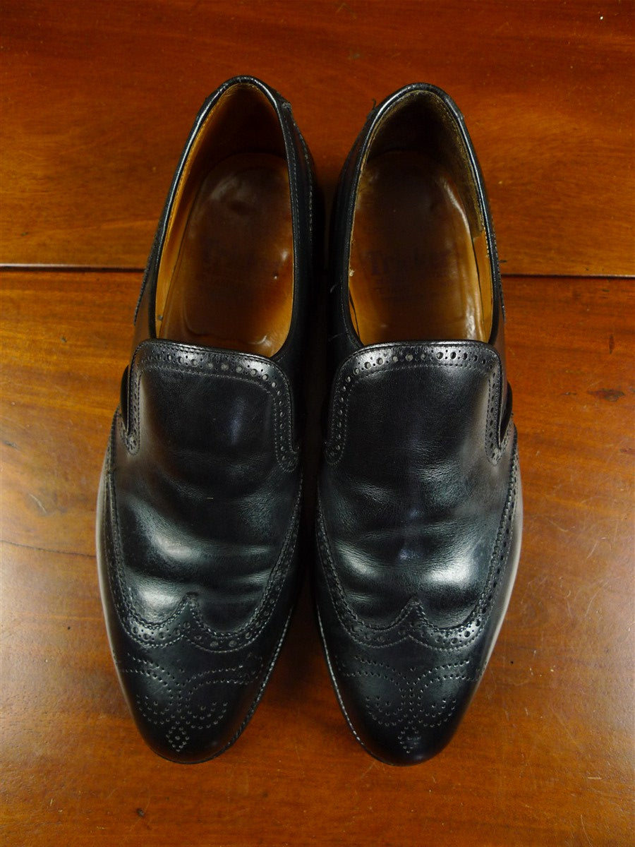 26/0987 wonderful vintage trickers black brogue slip-on leather shoe uk 11