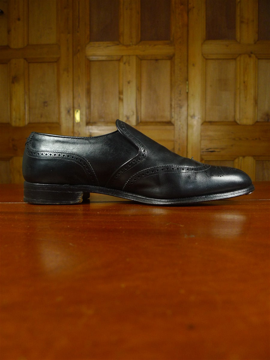 26/0987 wonderful vintage trickers black brogue slip-on leather shoe uk 11