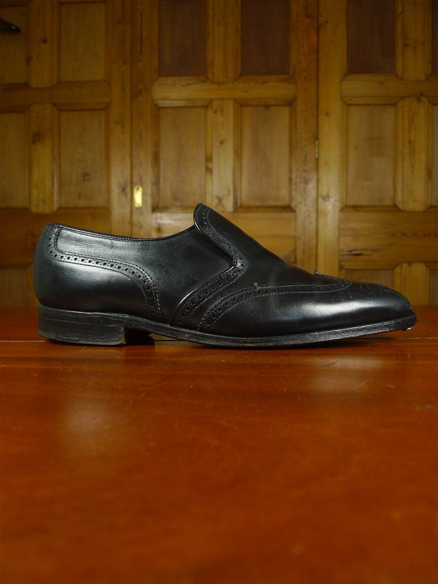 26/0987 wonderful vintage trickers black brogue slip-on leather shoe uk 11