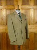 26/0973 immaculate vintage heavyweight green keepers tweed hacking jacket 43 long