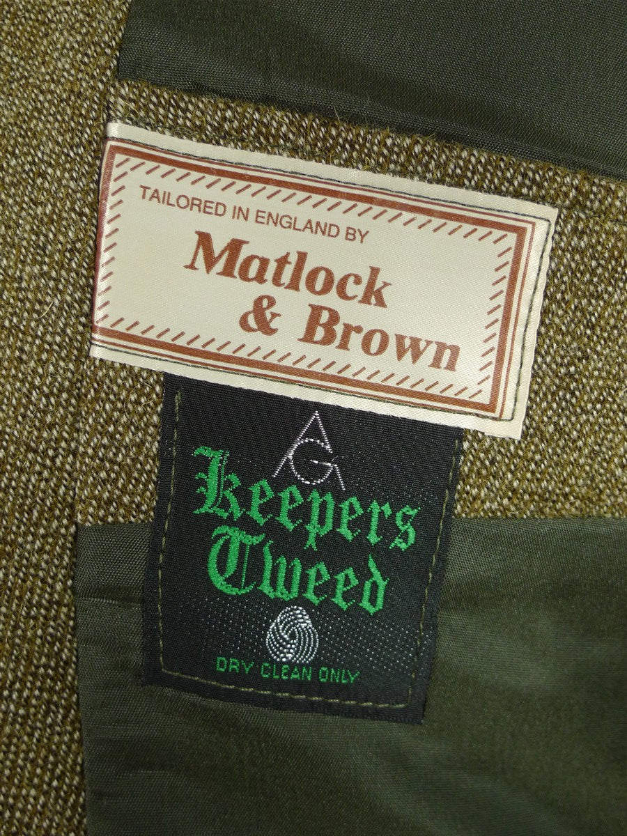 26/0973 immaculate vintage heavyweight green keepers tweed hacking jacket 43 long