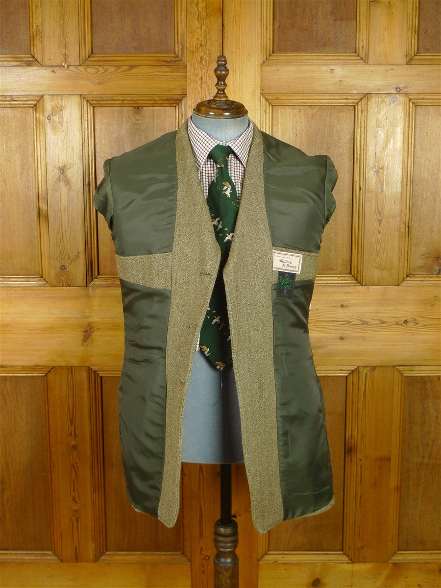 26/0973 immaculate vintage heavyweight green keepers tweed hacking jacket 43 long