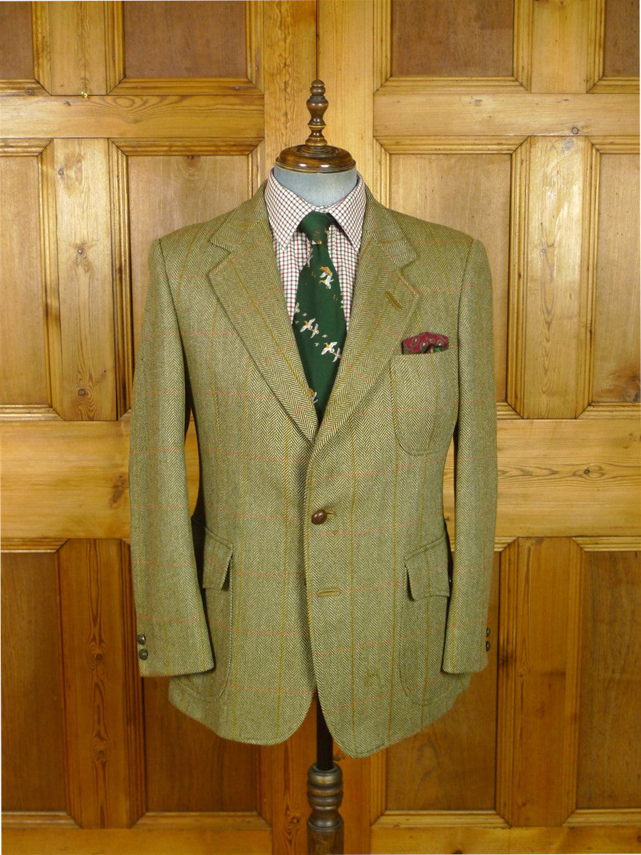 26/0974 vintage daks signature green wp check norfolk style tweed jacket 42 short