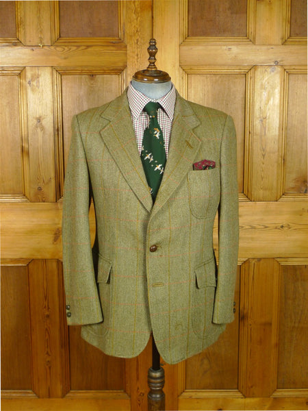 26/0974 vintage daks signature green wp check norfolk style tweed jacket 42 short