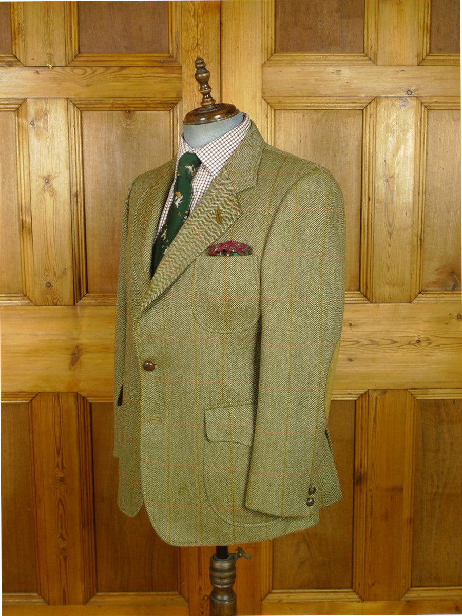 26/0974 vintage daks signature green wp check norfolk style tweed jacket 42 short
