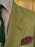 26/0974 vintage daks signature green wp check norfolk style tweed jacket 42 short