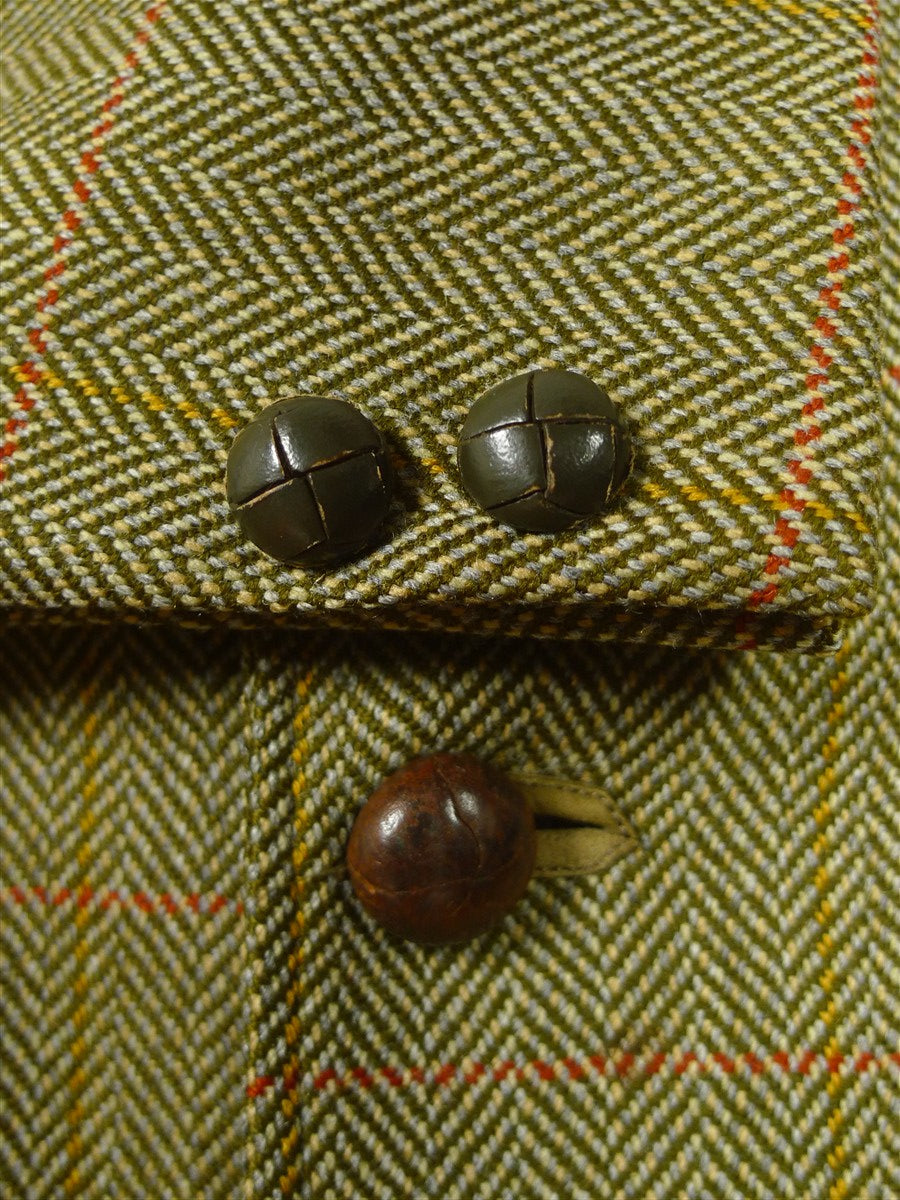 26/0974 vintage daks signature green wp check norfolk style tweed jacket 42 short