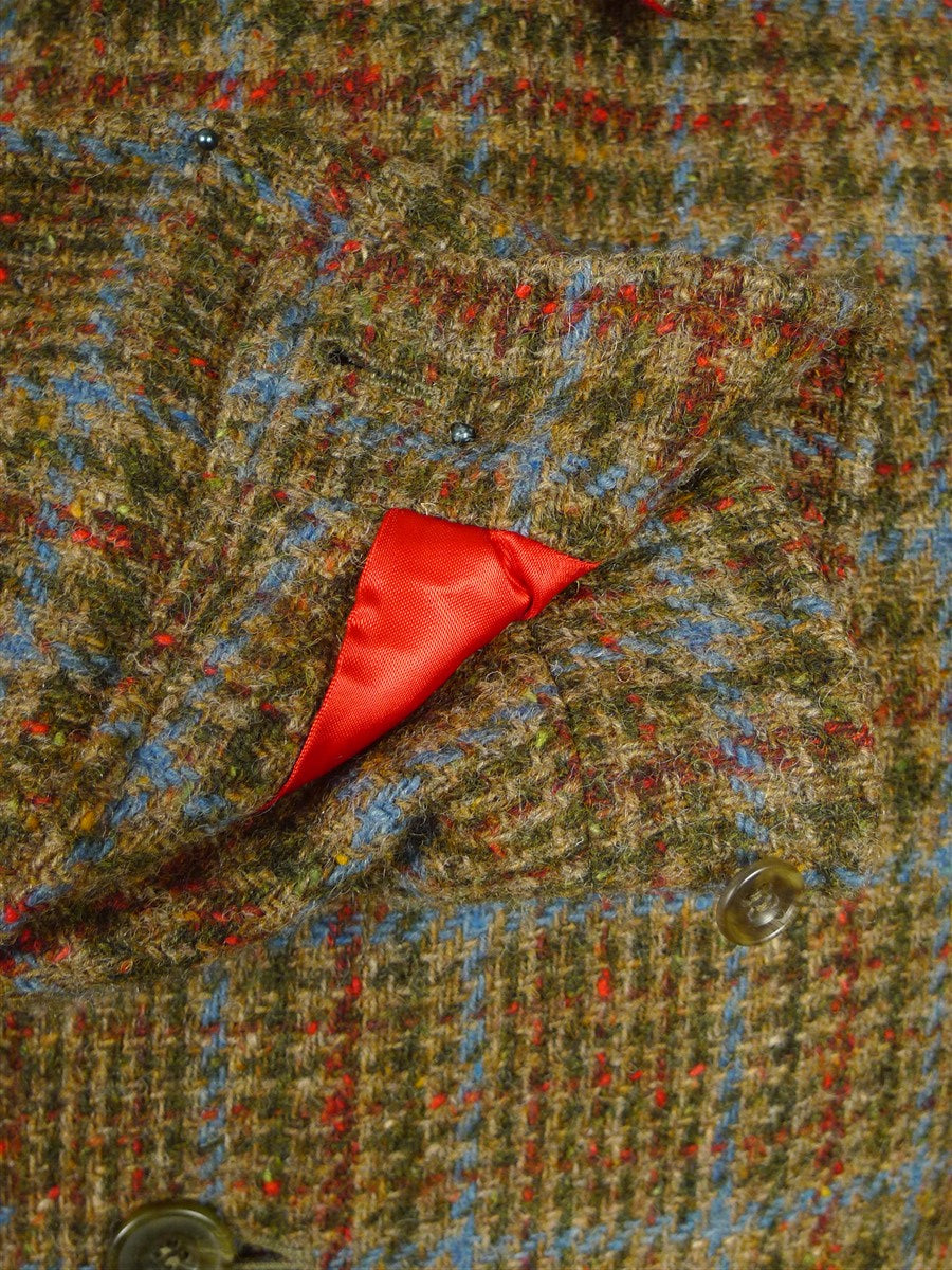 26/0982 exceptional immaculate vintage invertere tweed field shooting coat w/ action back & red wool lining 40-42