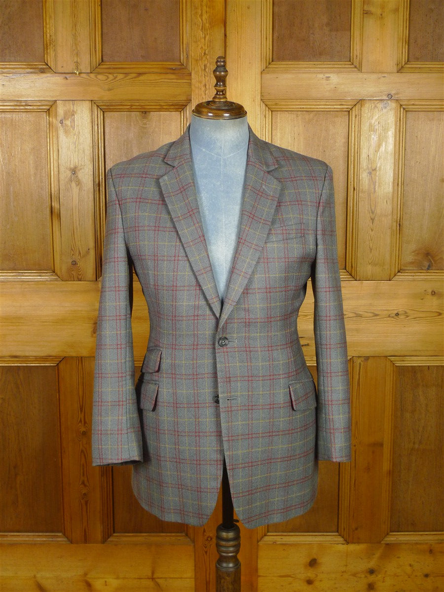26/0983 VINTAGE TURNBULL & ASSER JERMYN STREET GREY WP CHECK WOOL SPORTS JACKET BLAZER 39-40 REGULAR