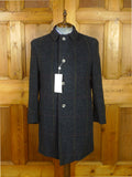26/1020 wonderful vintage deadstock w/ tags italian blue wp check wool & 20% cashmere tweed coat overcoat w/ tartan backing 36-38