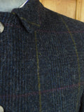 26/1020 wonderful vintage deadstock w/ tags italian blue wp check wool & 20% cashmere tweed coat overcoat w/ tartan backing 36-38