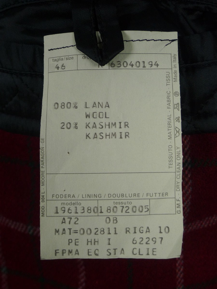 26/1020 wonderful vintage deadstock w/ tags italian blue wp check wool & 20% cashmere tweed coat overcoat w/ tartan backing 36-38