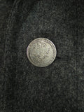 26/1021 near immaculate vintage bavarian grey loden coat overcoat w/ silver medal buttons 42-44