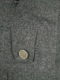 26/1021 near immaculate vintage bavarian grey loden coat overcoat w/ silver medal buttons 42-44