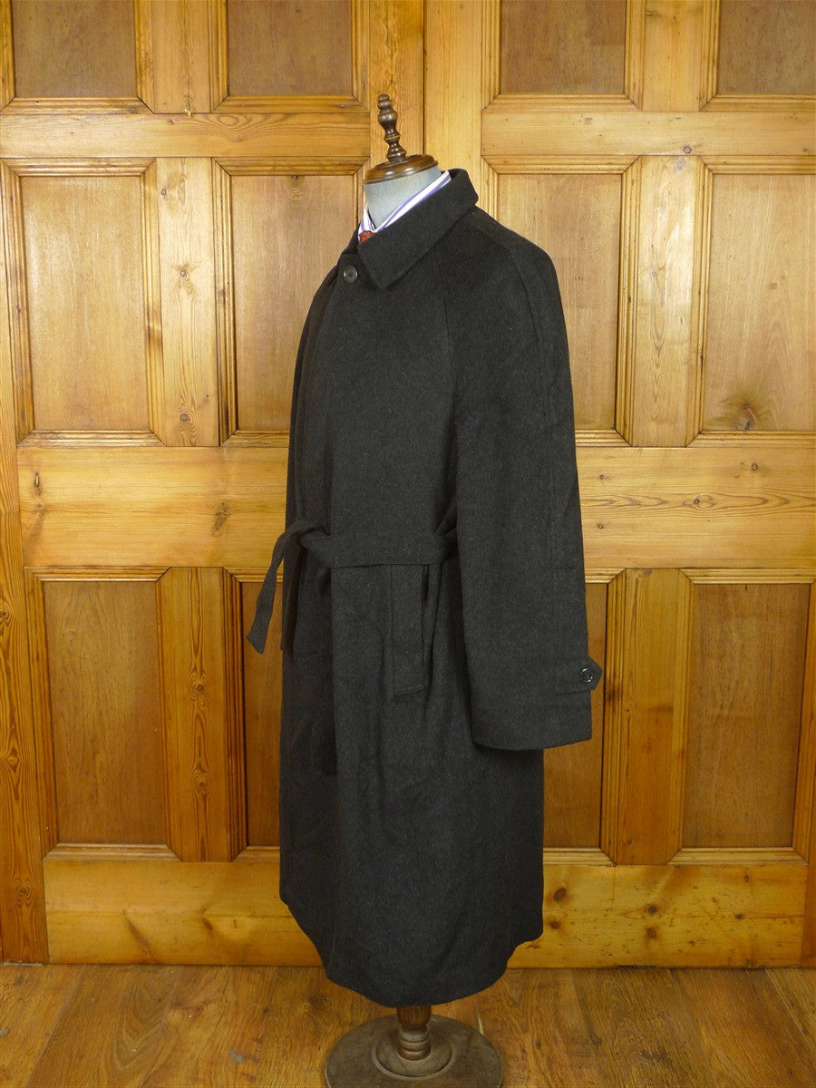 26/1018 immaculate vintage grey wool & cashmere loden-style ragalan coat overcoat w/ belt 41-42