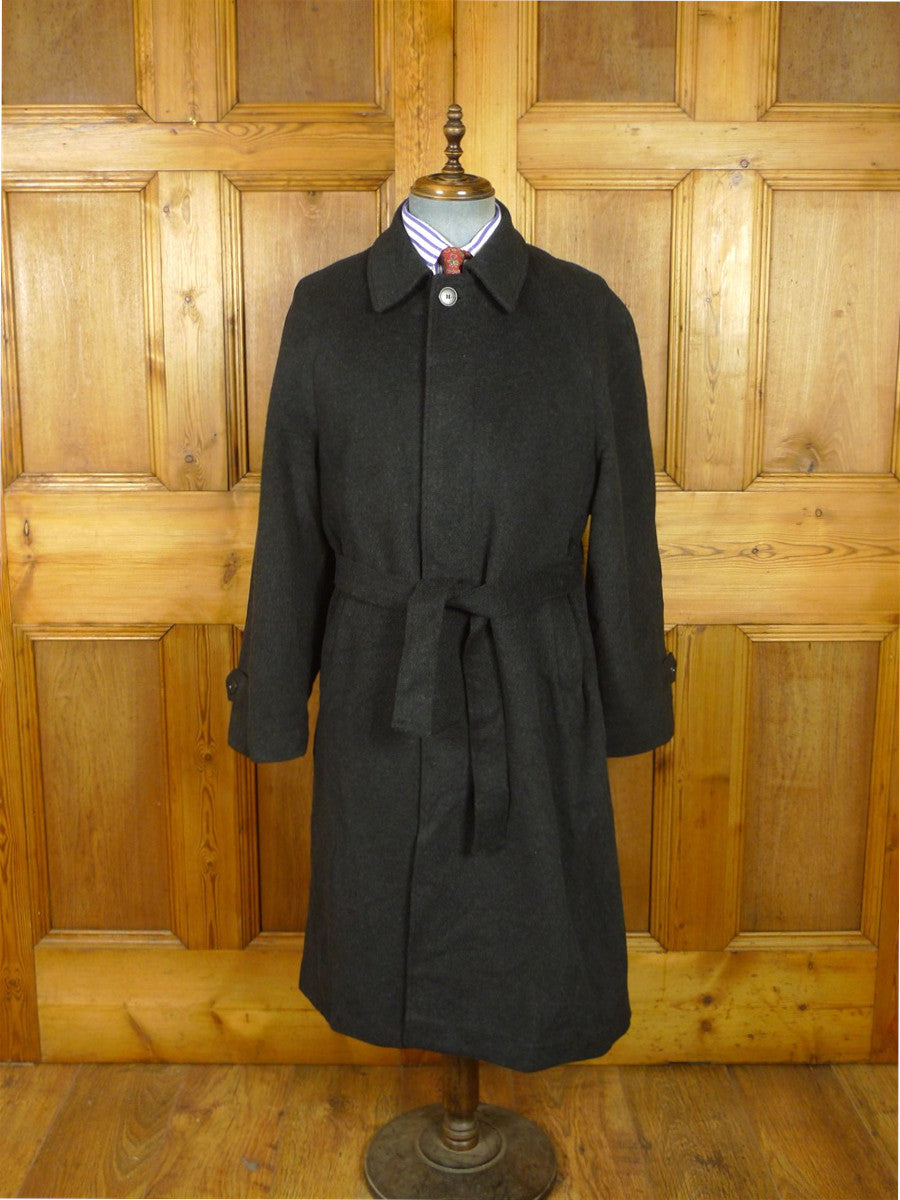 26/1018 immaculate vintage grey wool & cashmere loden-style ragalan coat overcoat w/ belt 41-42