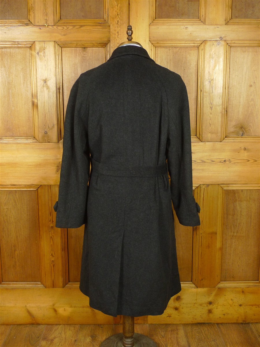 26/1018 immaculate vintage grey wool & cashmere loden-style ragalan coat overcoat w/ belt 41-42