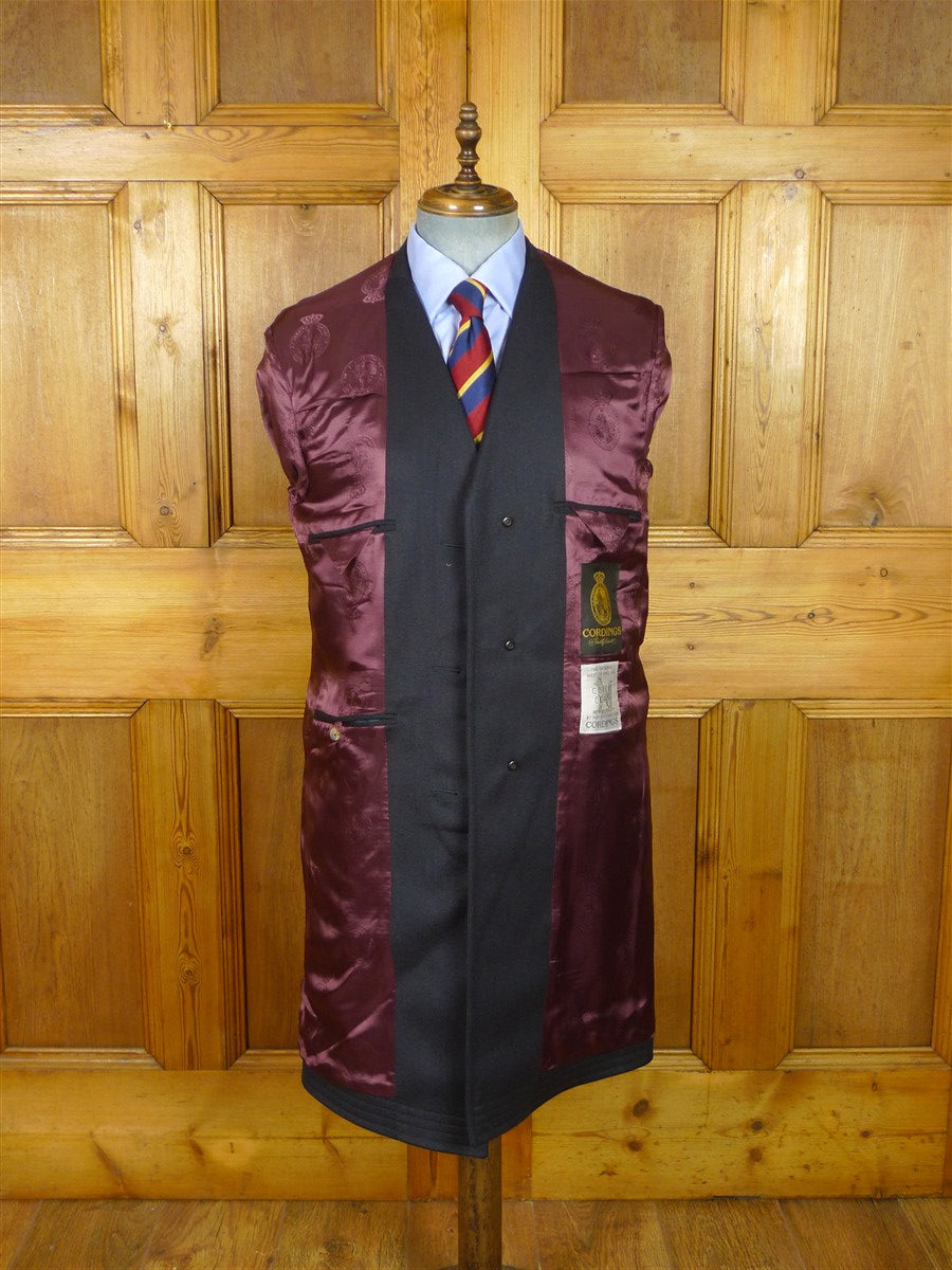 26/0980 immaculate cordings of piccadilly dark navy blue fox bros covert cloth overcoat coat 38 regular