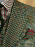 26/0976 vintage bespoke tailor green gun check 3-piece tweed suit 47 regular