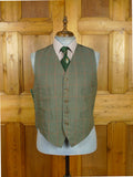 26/0976 vintage bespoke tailor green gun check 3-piece tweed suit 47 regular