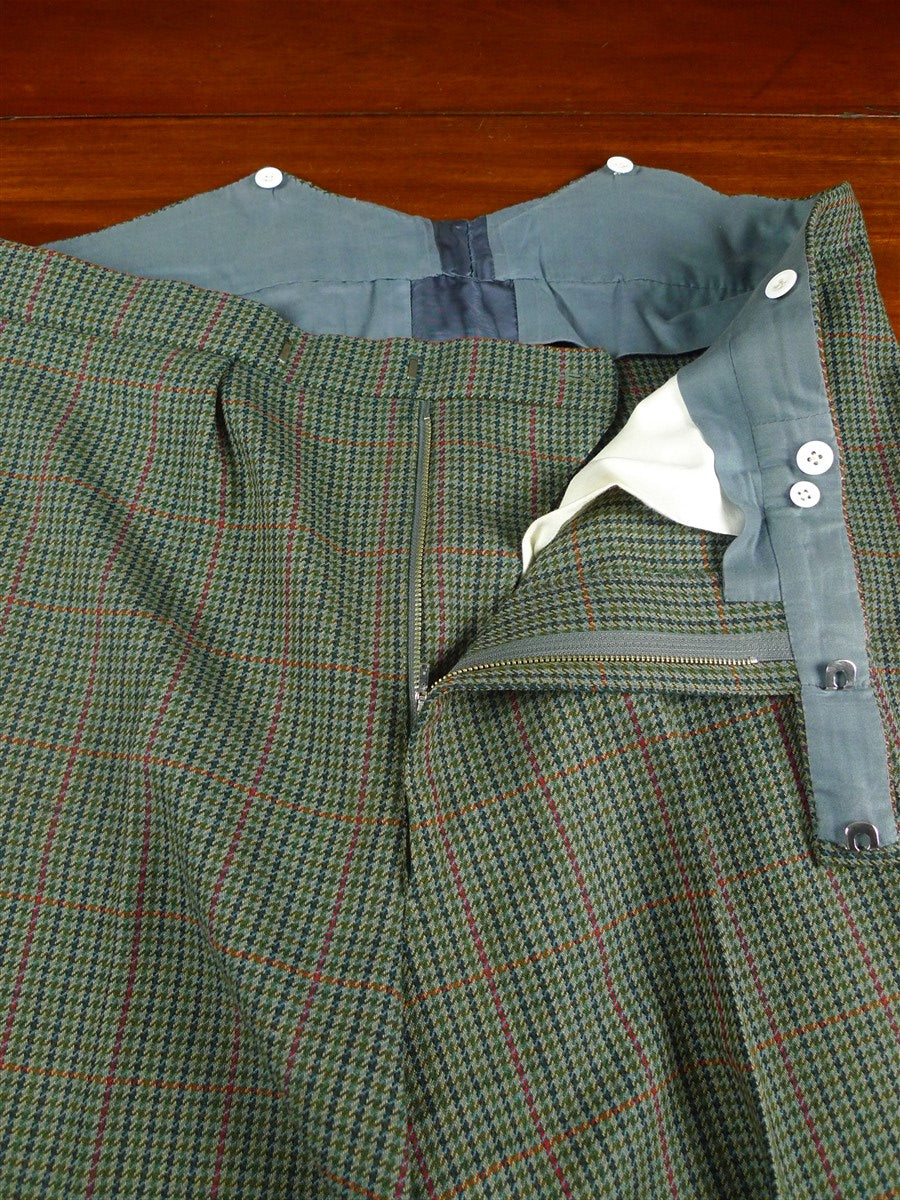 26/0976 vintage bespoke tailor green gun check 3-piece tweed suit 47 regular