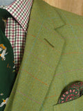 26/0977 immaculate 2013 gieves & hawkes savile row bespoke green wp check tweed jacket & matching waistcoat 47 regular