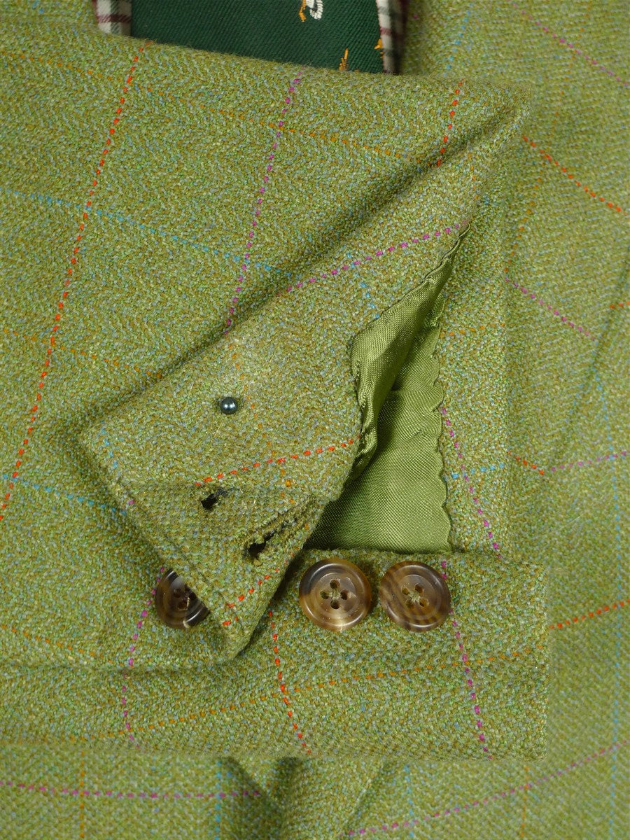 26/0977 immaculate 2013 gieves & hawkes savile row bespoke green wp check tweed jacket & matching waistcoat 47 regular