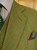 26/0978 vintage british bespoke tailor green glen check tweed jacket & matching waistcoat 46 regular