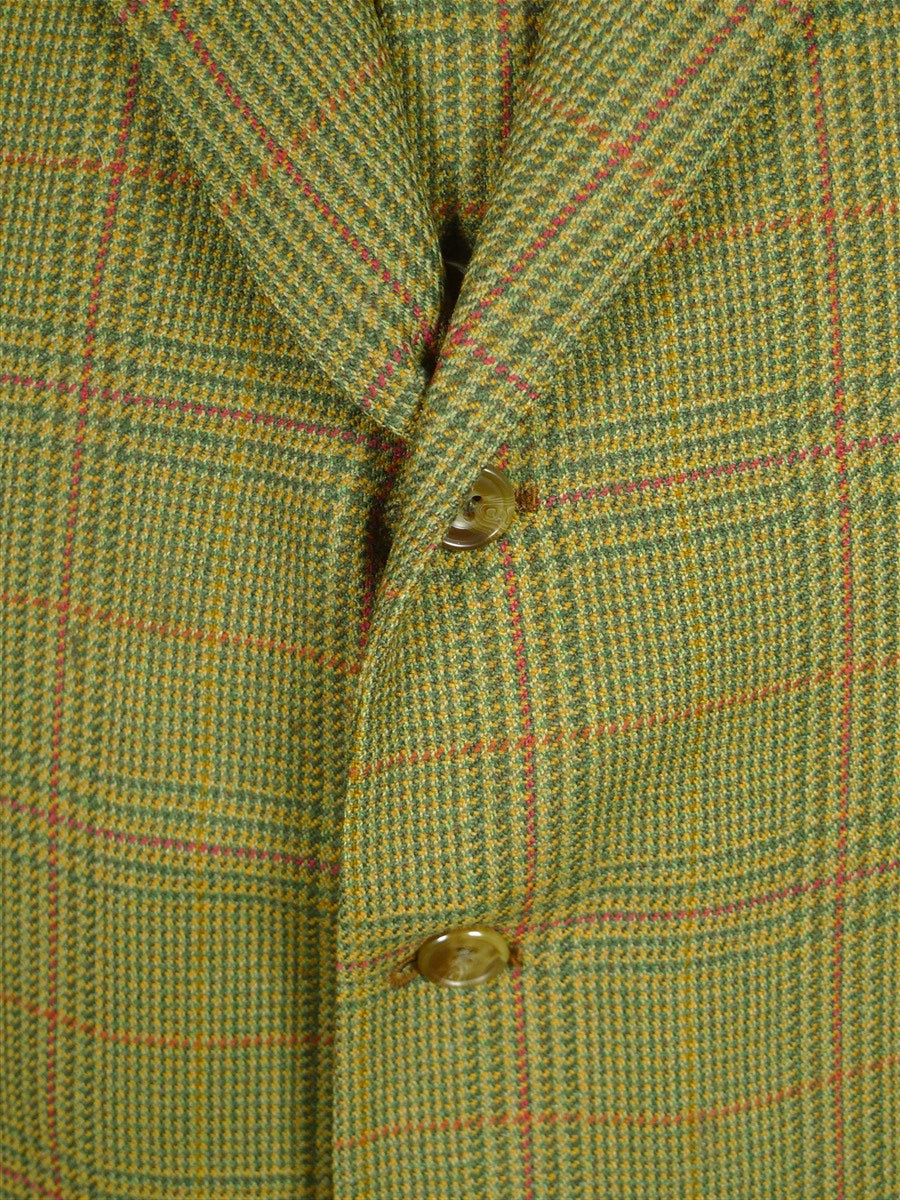 26/0978 vintage british bespoke tailor green glen check tweed jacket & matching waistcoat 46 regular