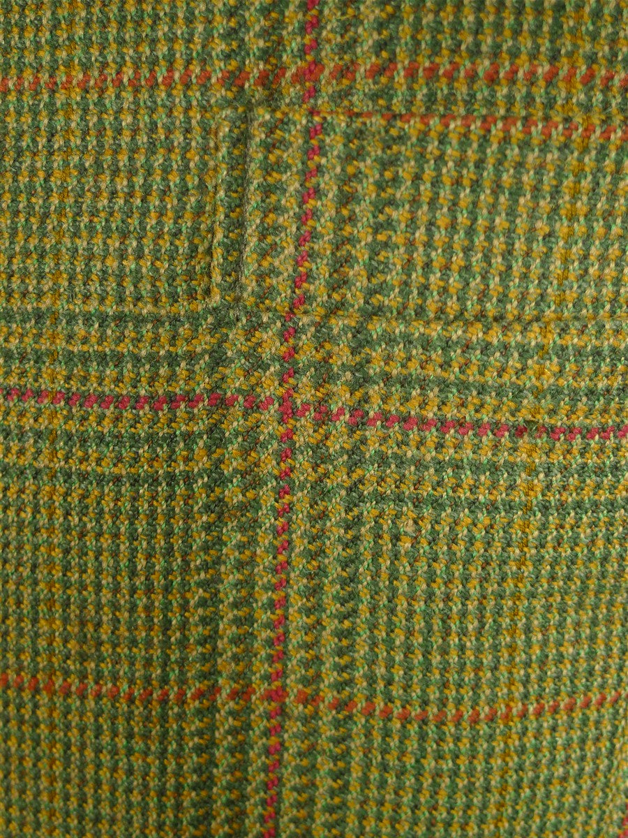 26/0978 vintage british bespoke tailor green glen check tweed jacket & matching waistcoat 46 regular