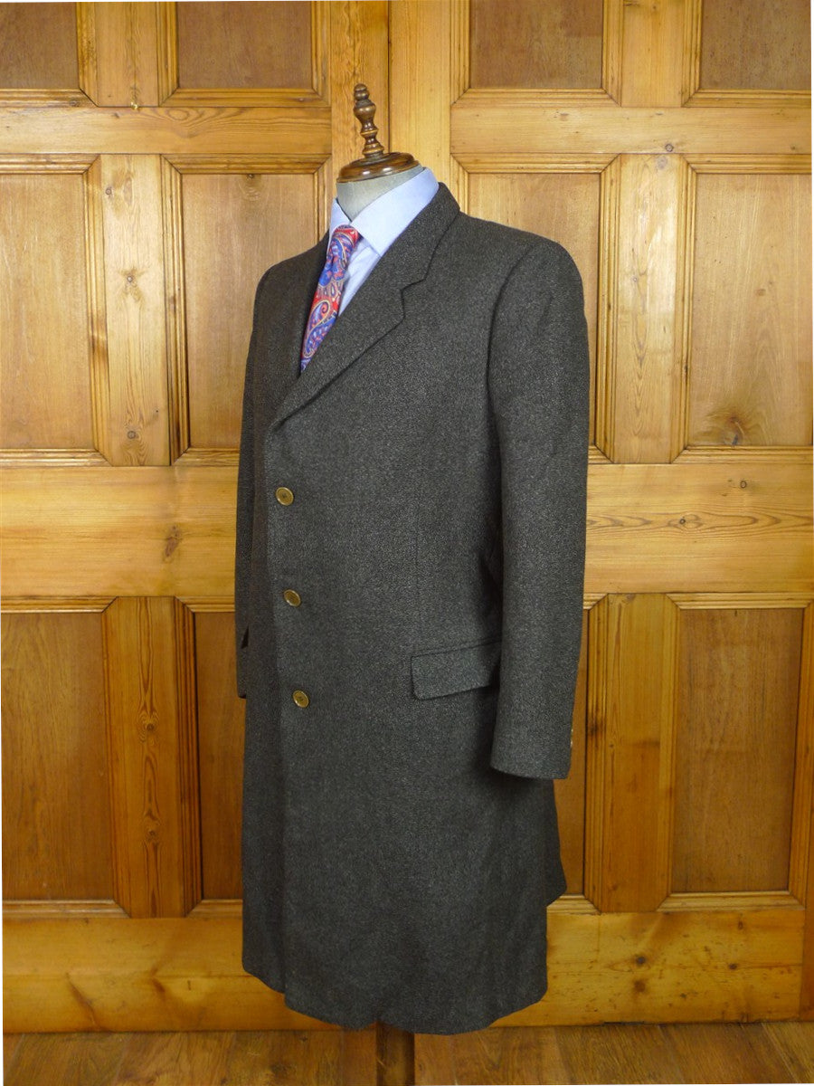 26/1019 near immaculate vintage heavyweight italian grey 100% wool overcoat coat 46