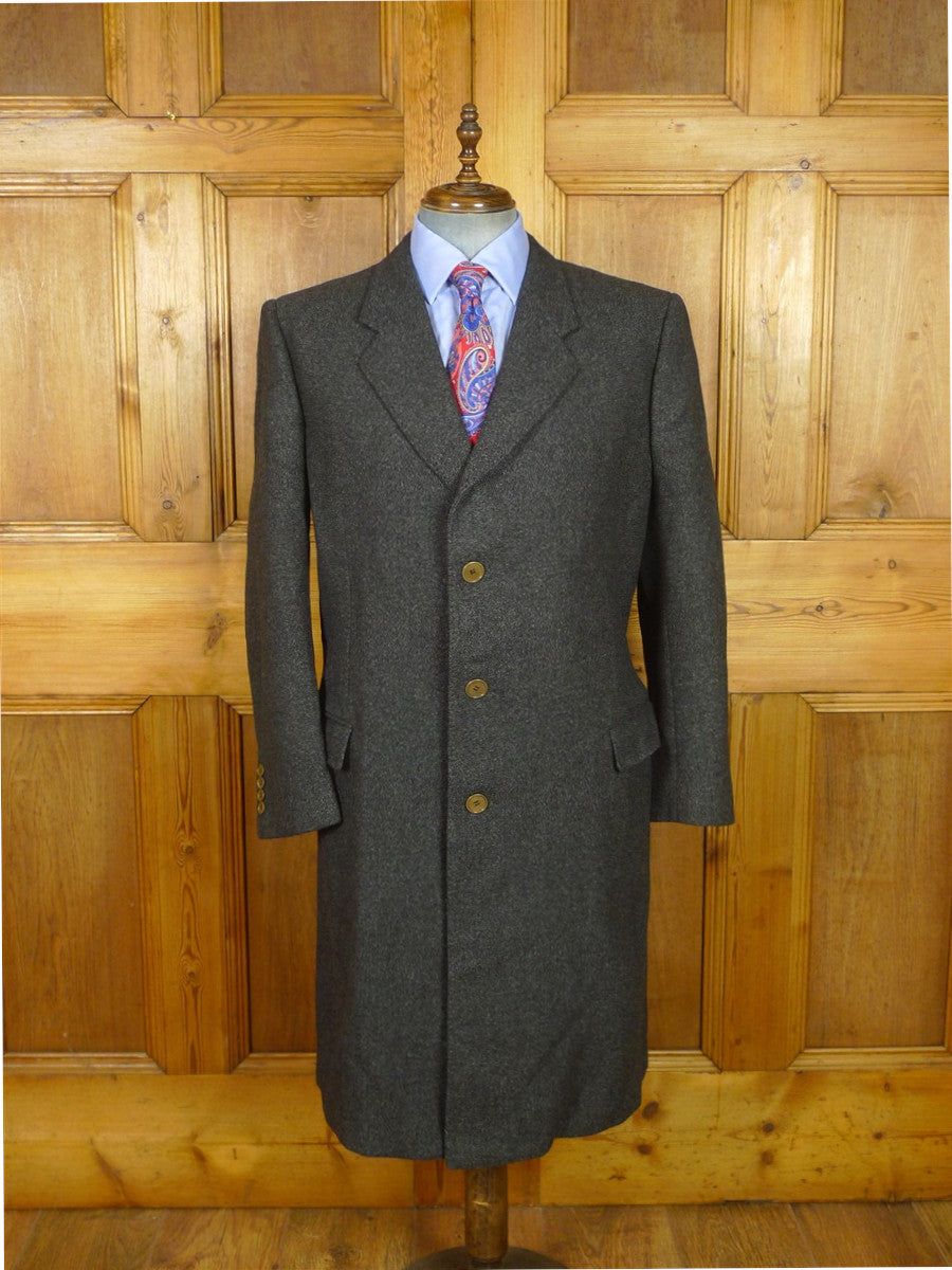26/1019 near immaculate vintage heavyweight italian grey 100% wool overcoat coat 46