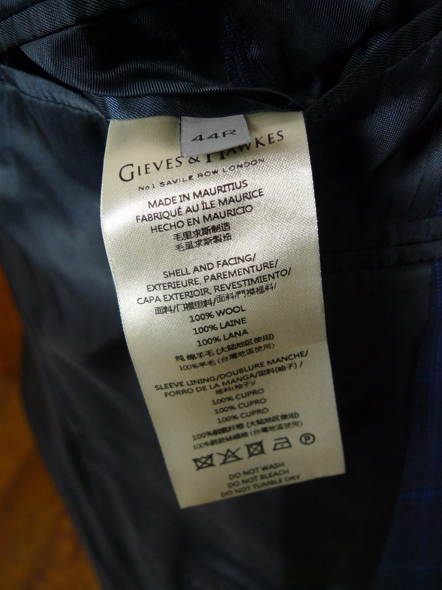 26/0981 immaculate gieves & hawkes savile row blue wp check 100% wool suit 42 regular