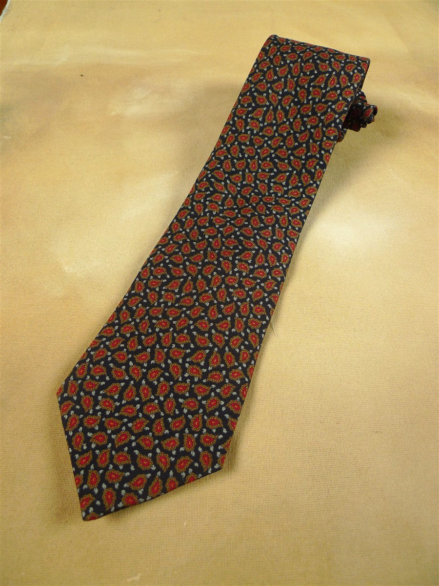 26/1052 immaculate vintage aquascutum navy blue / red paisley pattern silk tie